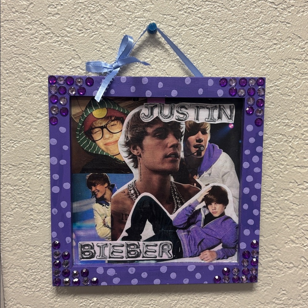 Purple Justin Bieber Collage Wall Art